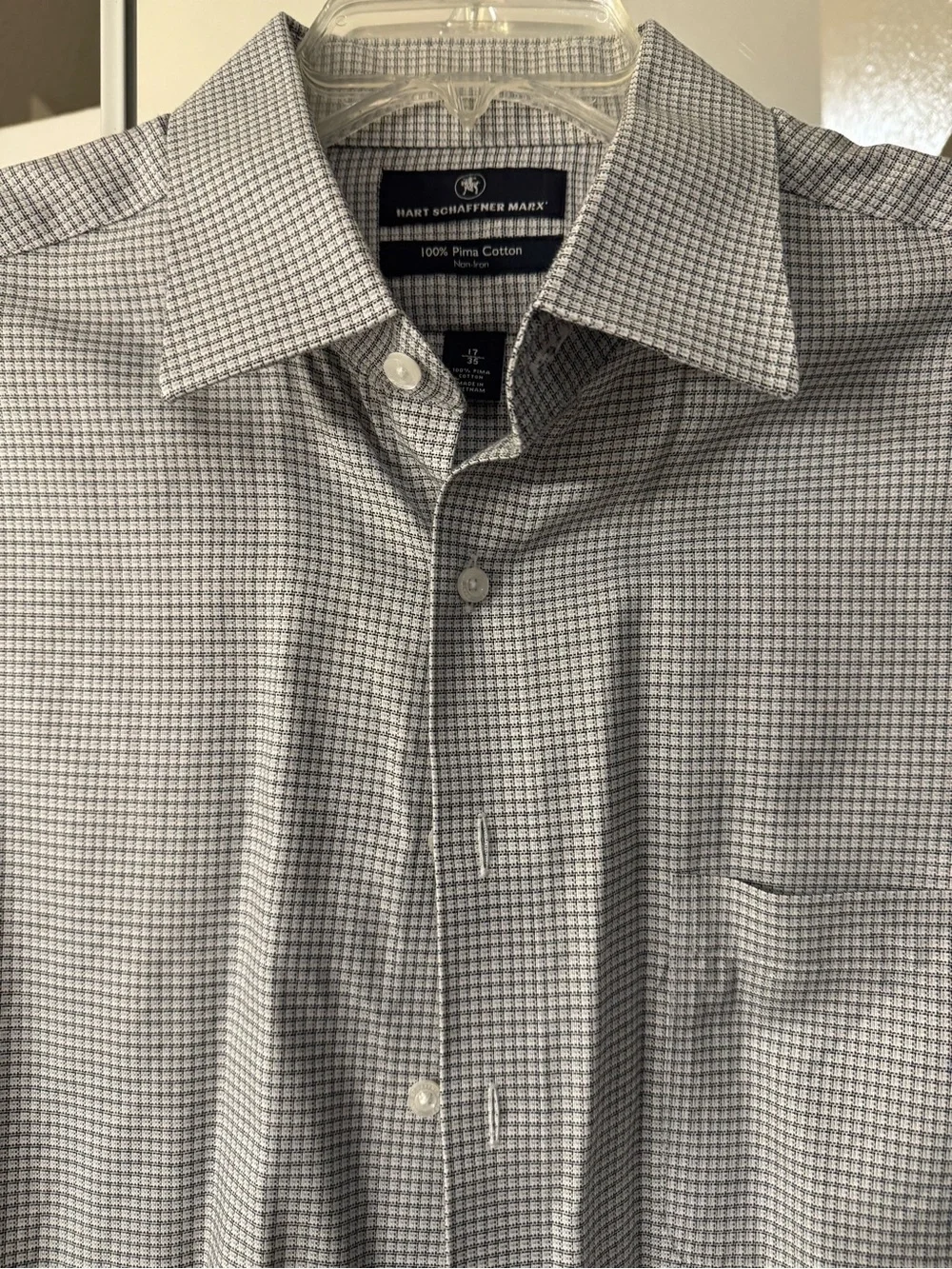 Hart Schaffner Marx Men's Gray Micro-Check Dress Shirt